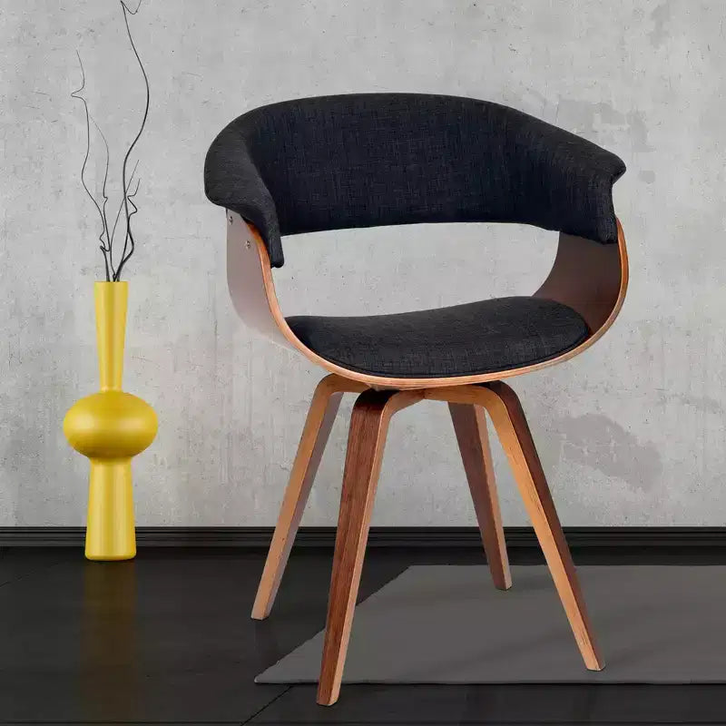 Graz Modern Fabric Chair Charcoal/Walnut Wood - Armen Living