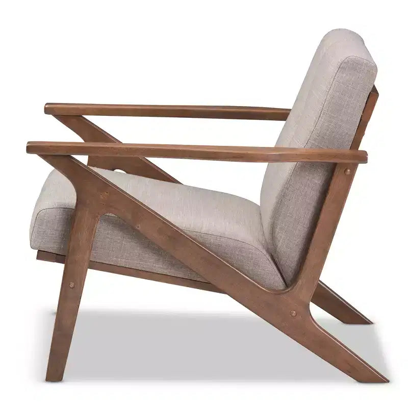 Baxton Studio Bianca Mid Century Modern Walnut Wood Light Gray Fabric Tufted Lounge Chair Light Gray: Vintage Style, Rubberwood Frame