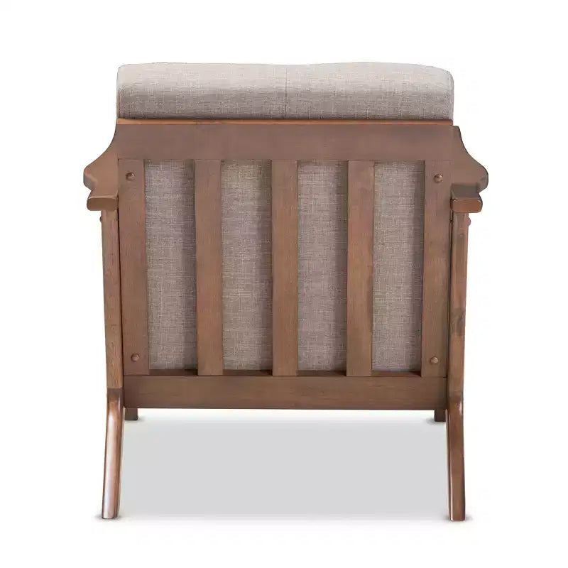 Baxton Studio Bianca Mid Century Modern Walnut Wood Light Gray Fabric Tufted Lounge Chair Light Gray: Vintage Style, Rubberwood Frame