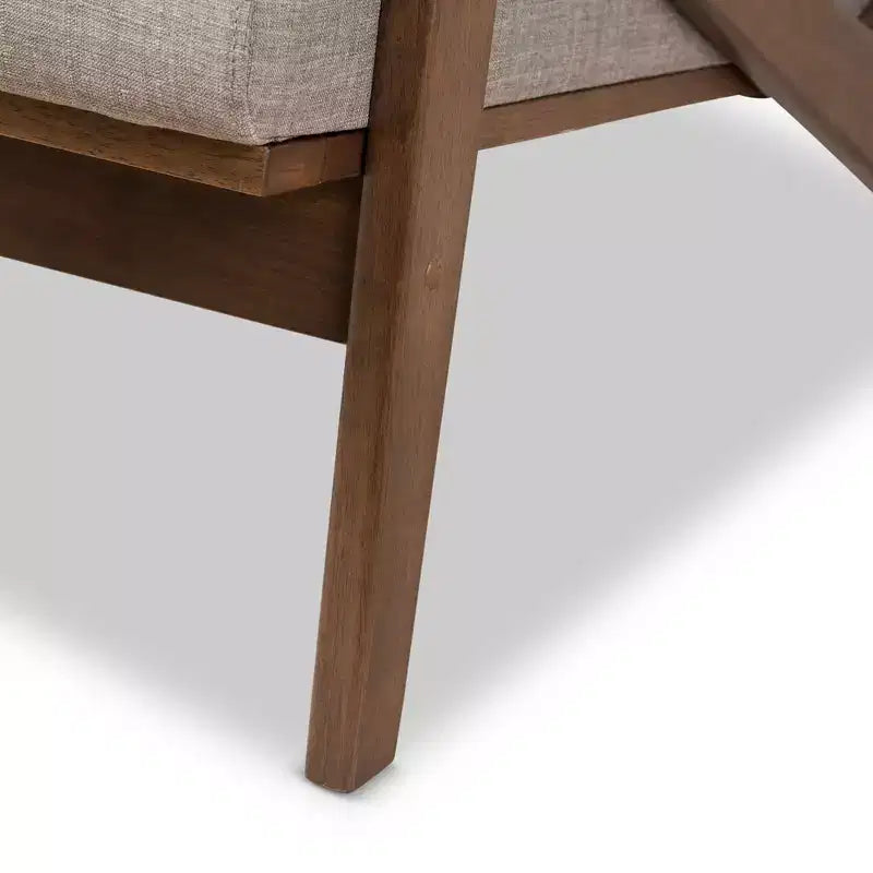 Baxton Studio Bianca Mid Century Modern Walnut Wood Light Gray Fabric Tufted Lounge Chair Light Gray: Vintage Style, Rubberwood Frame