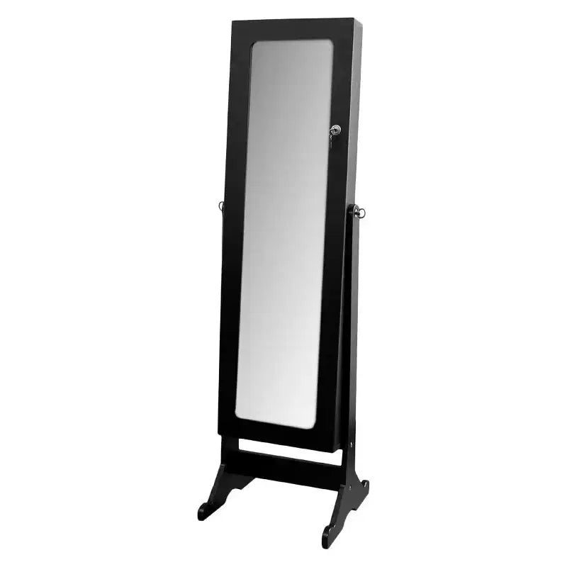 Ore International Jewelry Armoire Brown: Hardwood Free Standing Organizer with Mirror, Metal Hardware