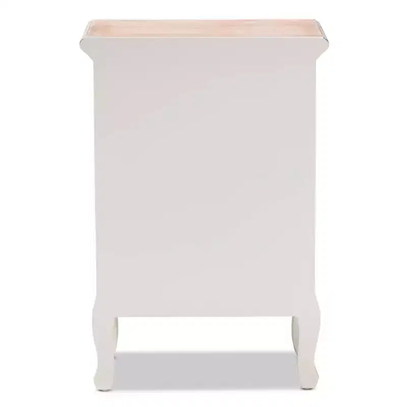 Capucine Two-Tone Natural Whitewashed Oak Finished Wood 3 Drawer Nightstand White - Baxton Studio