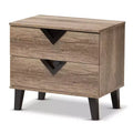 Swanson Modern and Contemporary Wood 2 - Drawer Nightstand - Light Brown - Baxton Studio: Includes Anti-Tip Hardware, Polyethylene Surface