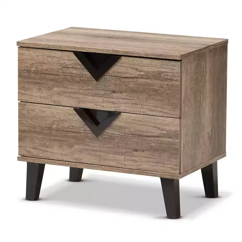Swanson Modern and Contemporary Wood 2 - Drawer Nightstand - Light Brown - Baxton Studio: Includes Anti-Tip Hardware, Polyethylene Surface