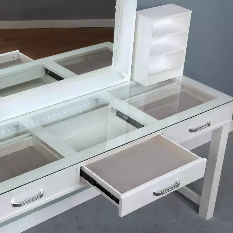 Wreston Storage Drawers Vanity Set Luminous White - miBasics