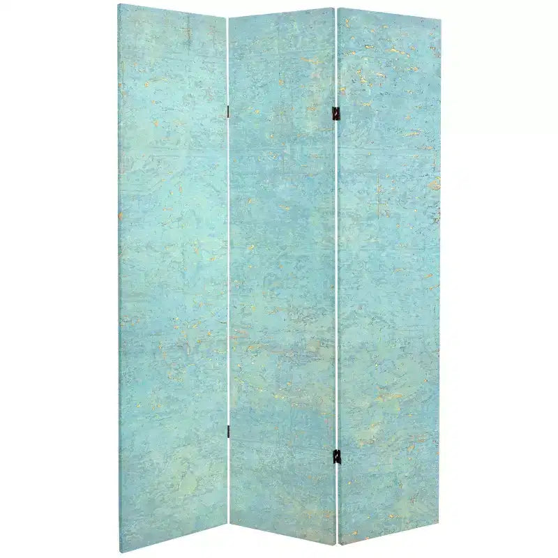 6" Double Sided Voice of the Sky Canvas Room Divider Blue - Oriental Furniture: Spruce Wood Frame, No Assembly Required