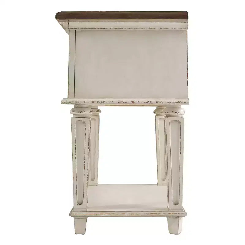 Table de chevet à un tiroir Blanc écaillé - Style cottage