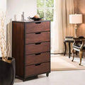 Owen 5 Drawer Chest Vintage Walnut/Black - miBasics: Industrial Design, Casters, Storage Solution