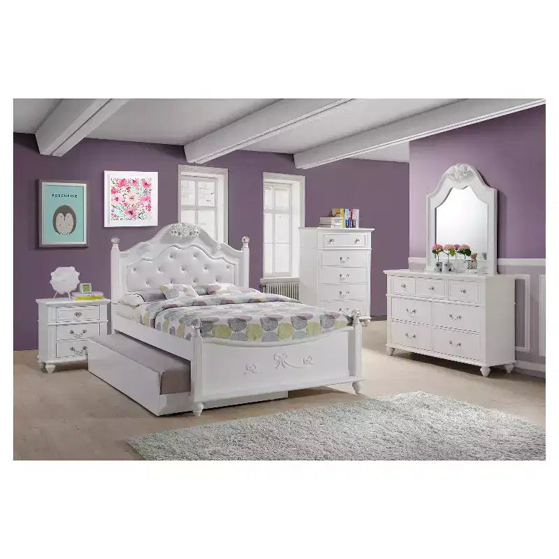Annie Nightstand - White - Picket House Furnishings: Rubberwood Frame, 2 Drawers, Anti-Tip Hardware Included
