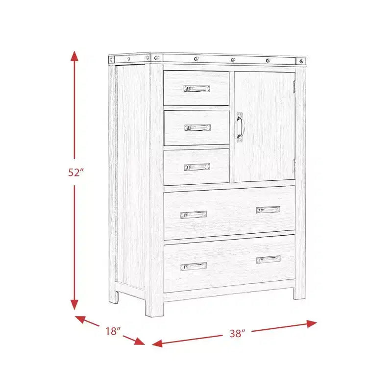 Montauk 5 Drawer Gentleman's Chest Gray - Picket House Furnishings