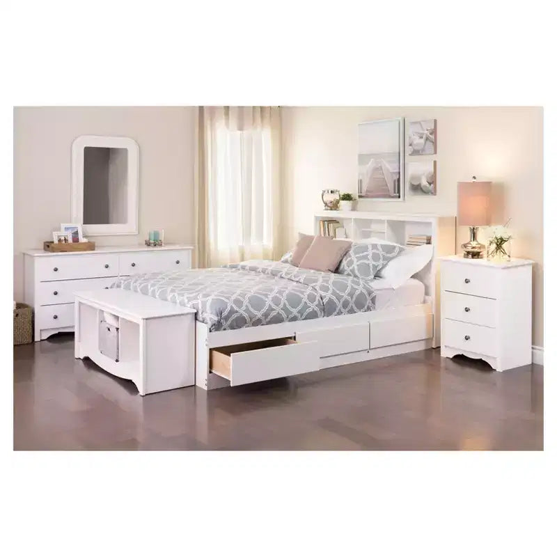 Monterey 3 Drawer Nightstand - White - Prepac: Modern Bedside Furniture, Space-Saving Design