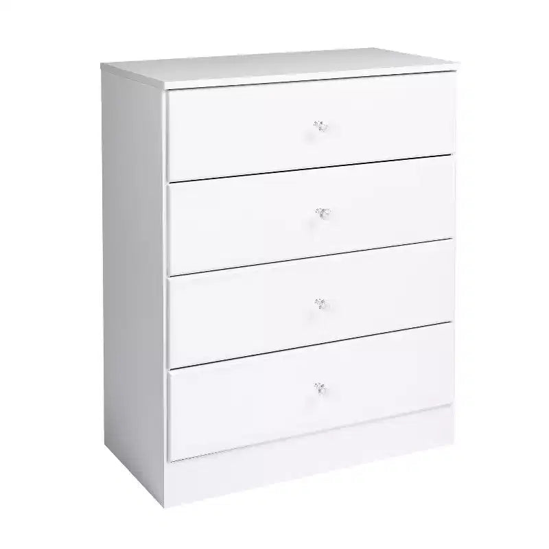 Astrid 4 Drawer Dresser with Crystal Knobs White - Prepac