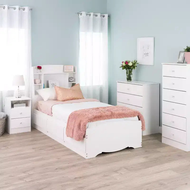 Astrid 4 Drawer Dresser with Crystal Knobs White - Prepac