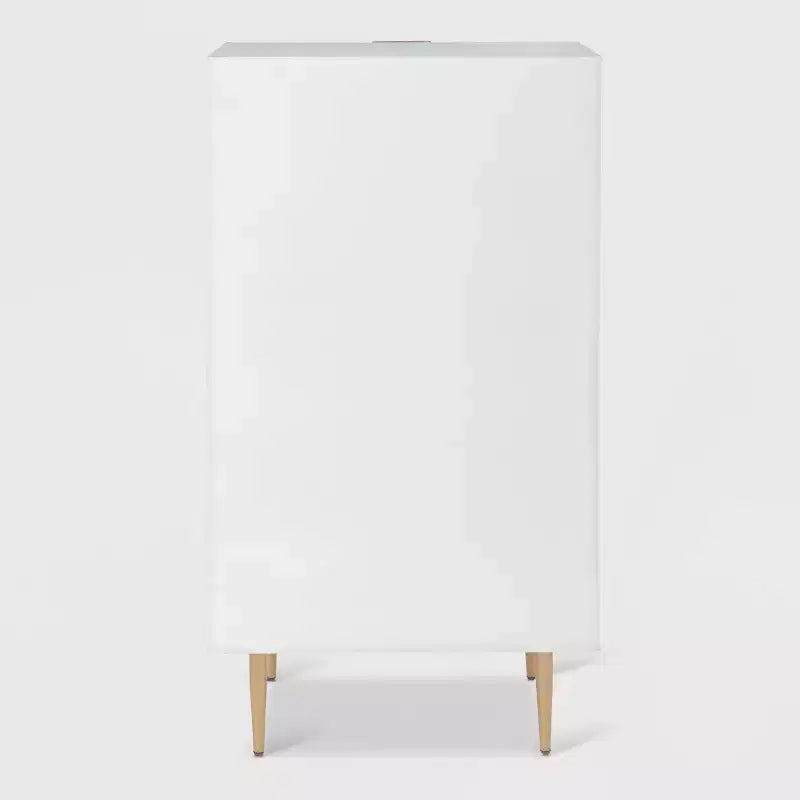 Jolie 5 Drawer Tallboy Dresser White - Adore Decor: Glam Style, MDF & Iron, Anti-Tip, Metal Glides