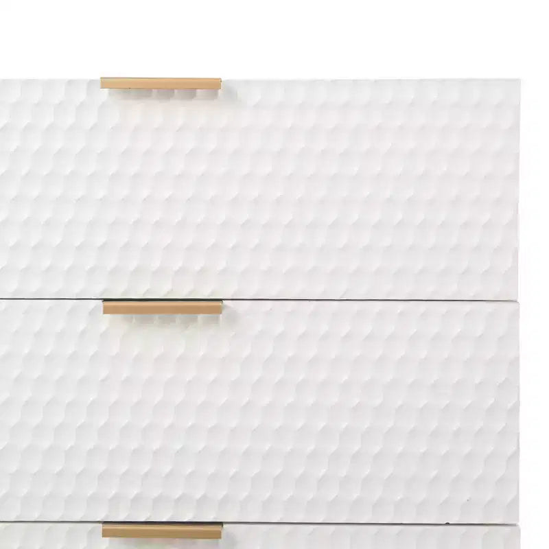 Jolie 5 Drawer Tallboy Dresser White - Adore Decor: Glam Style, MDF & Iron, Anti-Tip, Metal Glides