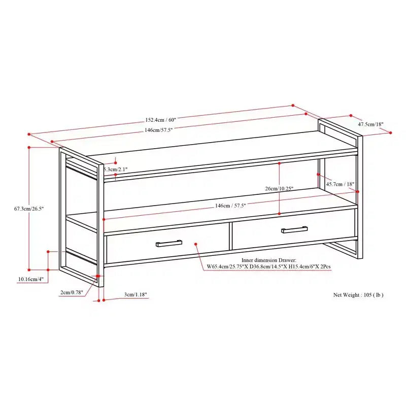 Lawson Solid Mango Wood TV Stand for TVs up to 66" Natural - WyndenHall: Farmhouse Style, 2 Drawers, Fixed Shelves