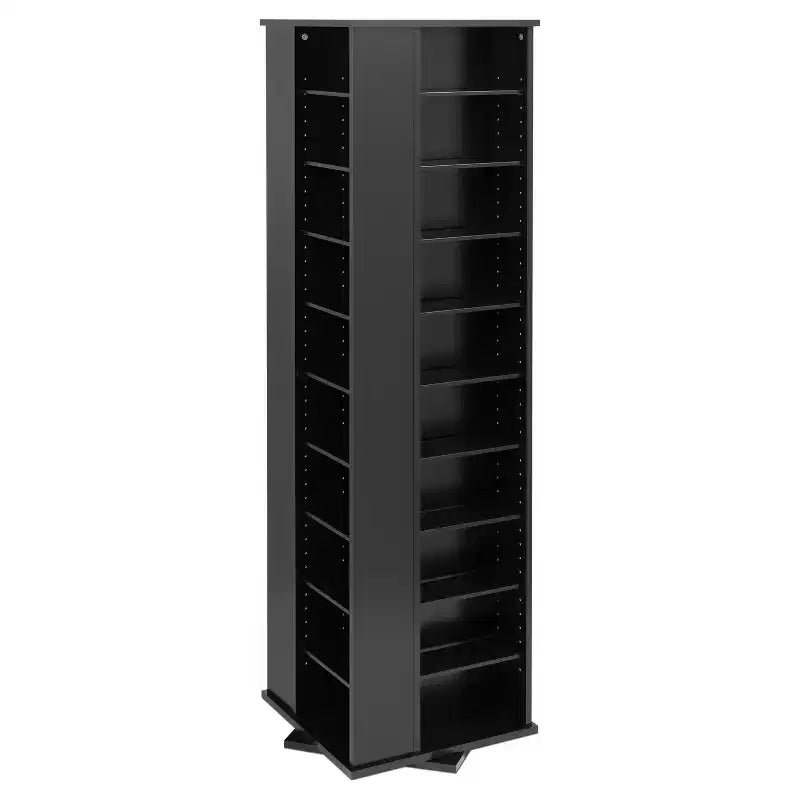 4 Sided Spinning Media Storage Black - Prepac: Holds 1040 CDs, 476 DVDs, Adjustable Shelves