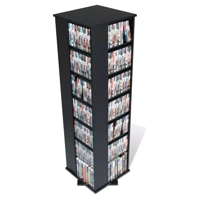 4 Sided Spinning Media Storage Black - Prepac: Holds 1040 CDs, 476 DVDs, Adjustable Shelves
