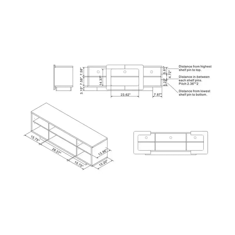 HOMES: Inside + Out Dimanche TV Stand for TVs up to 70" Dark Wenge: Modern Media Console with Open Shelves