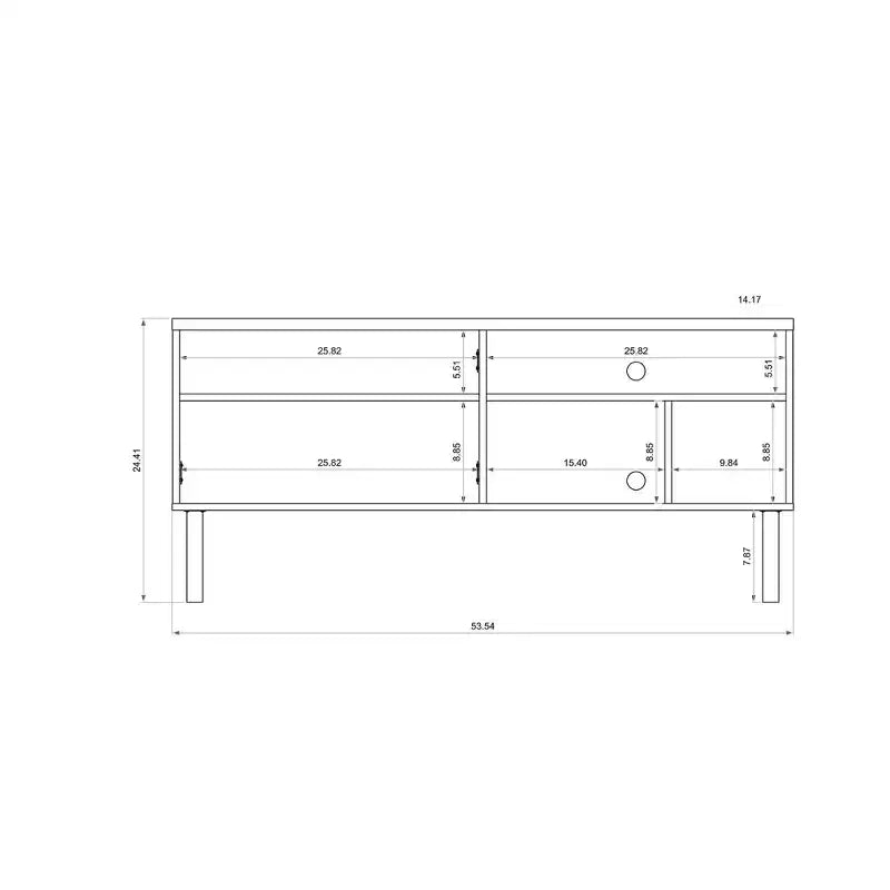 Meuble TV Windsor pour téléviseurs jusqu'à 50" Blanc/Naturel - Manhattan Comfort : Console multimédia avec étagères ouvertes et rangement avec portes