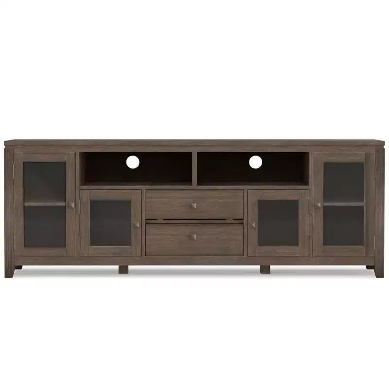 Essex Wide TV Stand for TVs up to 72" Farmhouse Brown - WyndenHall: Contemporary Media Console with Storage, Nickel Hardware