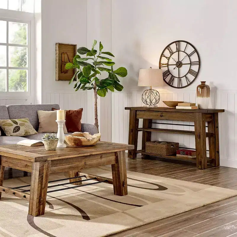 Durango Industrial Wood Console/Media Table: Sofa Table - Alaterre Furniture