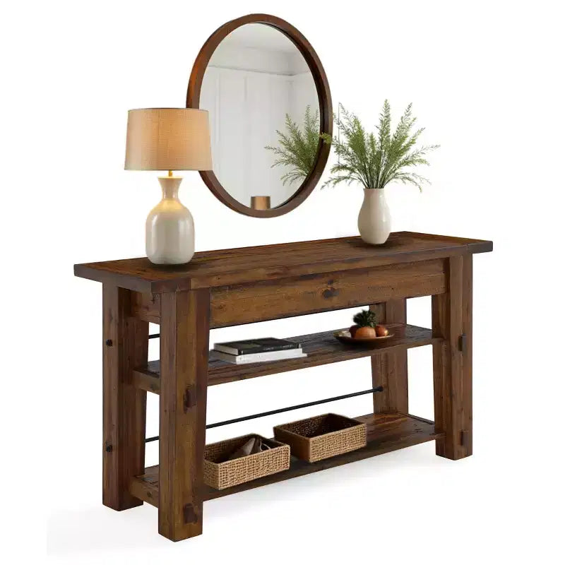 Durango Industrial Wood Console/Media Table: Sofa Table - Alaterre Furniture