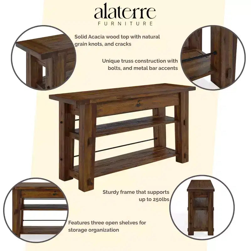 Durango Industrial Wood Console/Media Table: Sofa Table - Alaterre Furniture