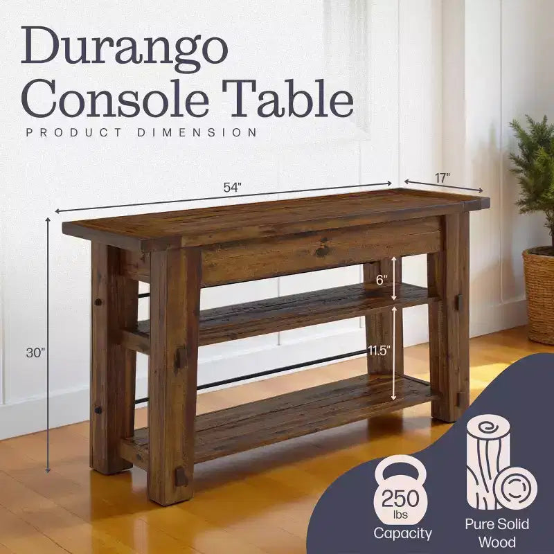 Durango Industrial Wood Console/Media Table: Sofa Table - Alaterre Furniture