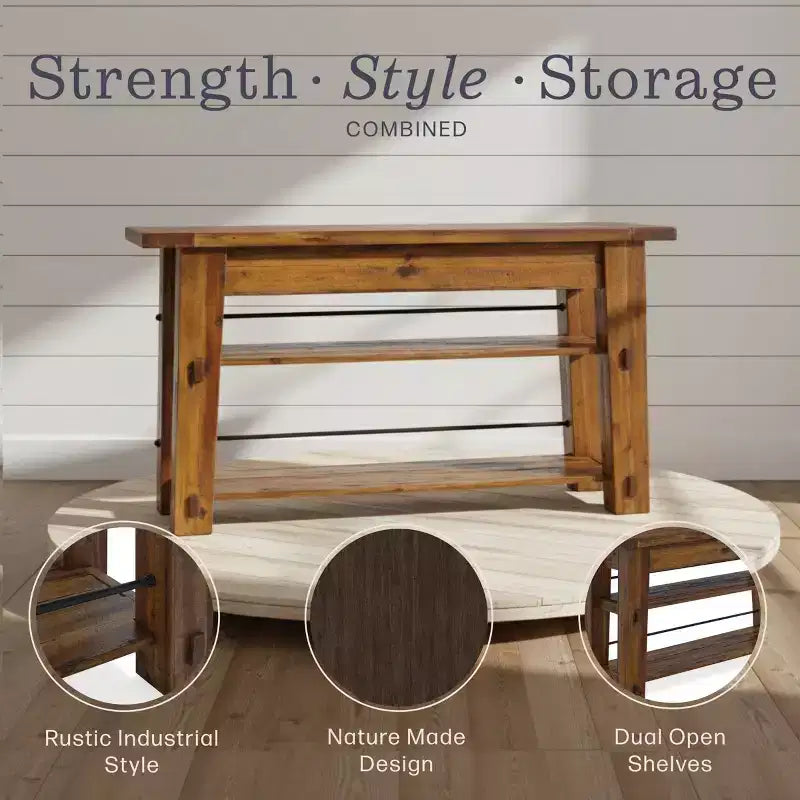 Durango Industrial Wood Console/Media Table: Sofa Table - Alaterre Furniture