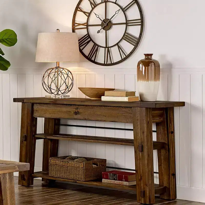 Durango Industrial Wood Console/Media Table: Sofa Table - Alaterre Furniture