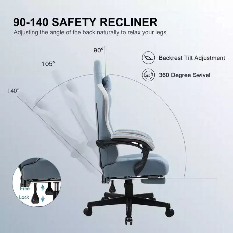 GTPLAYER Gaming Chair Fabric Office Chair with Linkage Armrests Computer Chair Light Blue