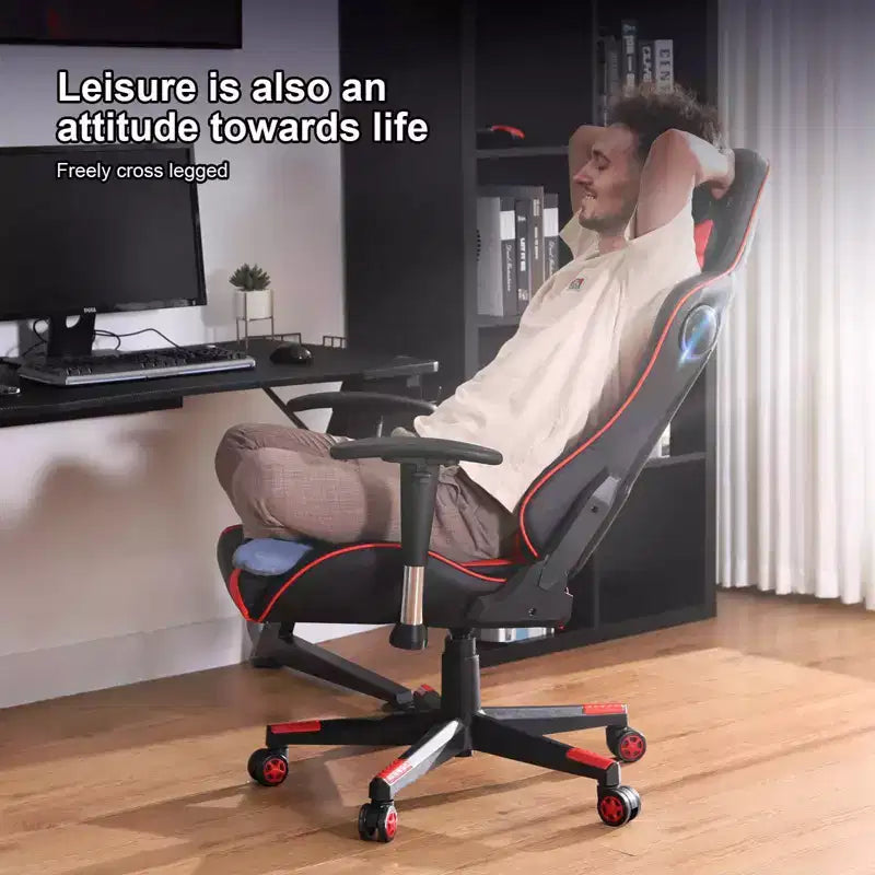 GTRACING Gaming Chair with Bluetooth Speakers High Back PU Office Chair Red