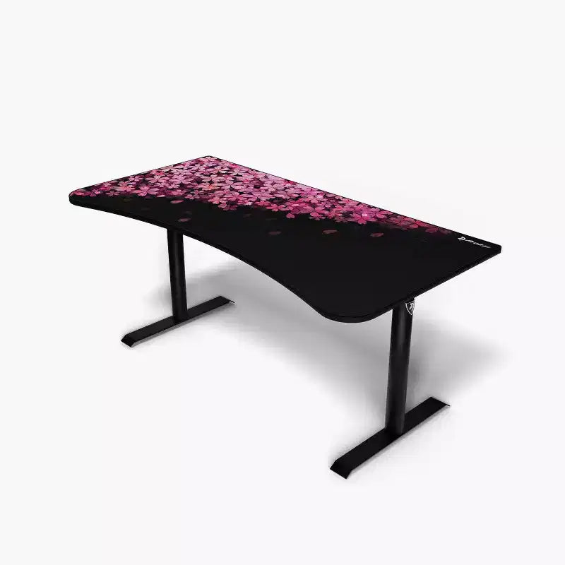 Arozzi Special Edition Ultrawide Curved Gaming and Office Desk and Washable Mouse Pad and 3 Custom Monitor Mount Cut Outs with Cable Management Flower
