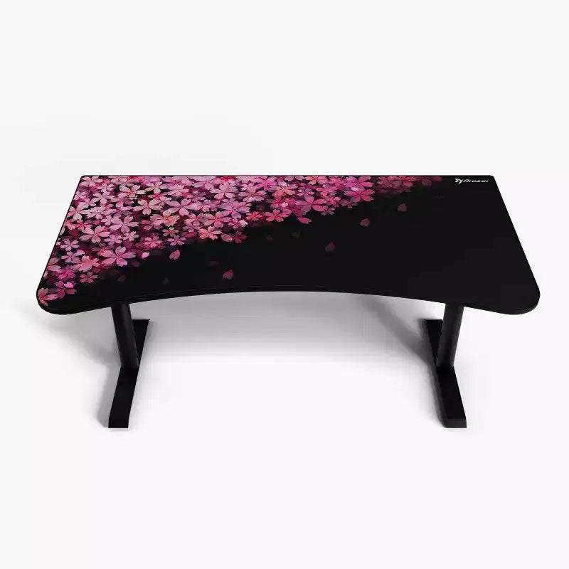 Arozzi Special Edition Ultrawide Curved Gaming and Office Desk and Washable Mouse Pad and 3 Custom Monitor Mount Cut Outs with Cable Management Flower