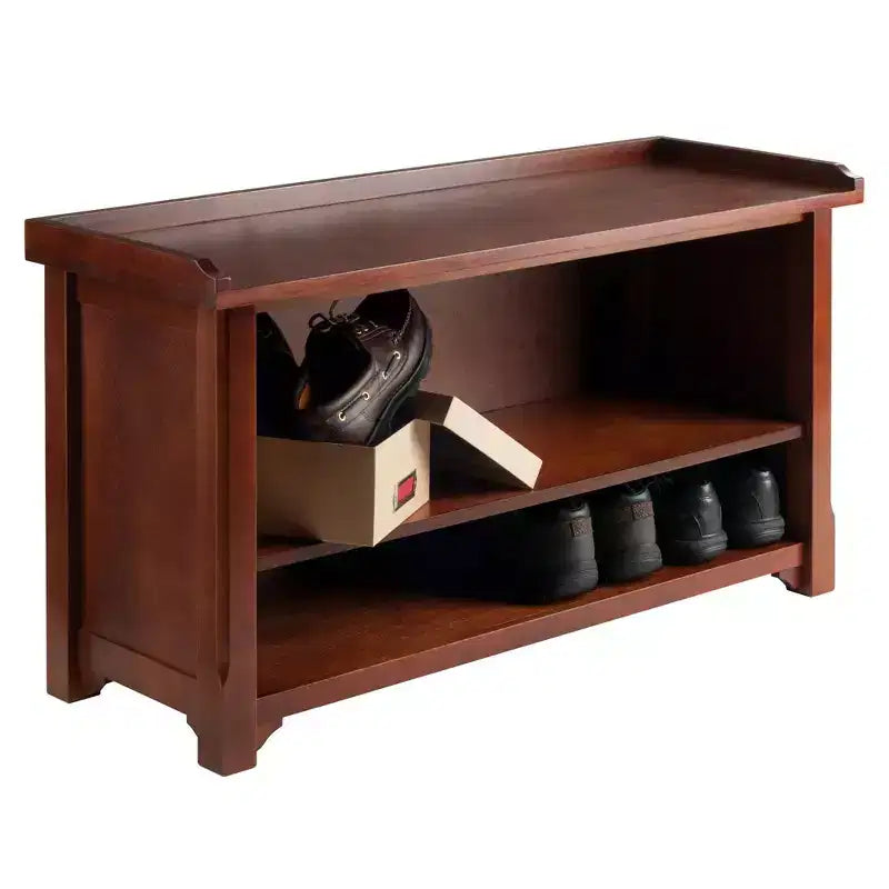 Milan Bench with Storage Shelf Winsome Walnut