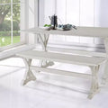 48" Jamestown Dining Bench White - Boraam: Solid Wood, Trestle Base, Seats 2
