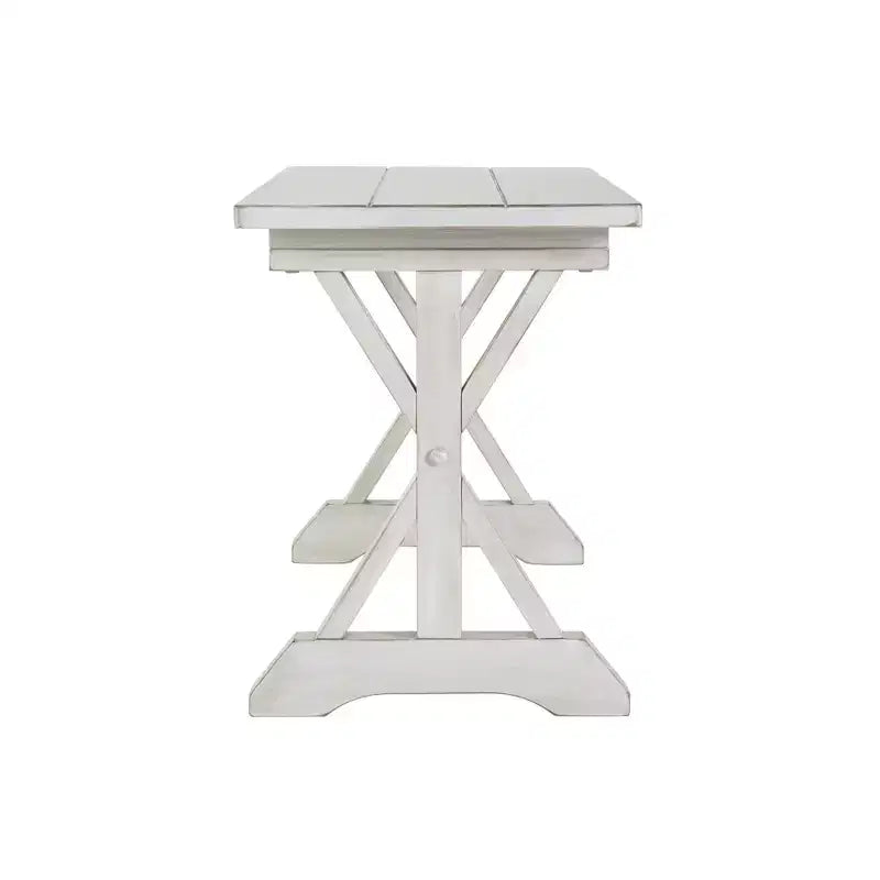 48" Jamestown Dining Bench White - Boraam: Solid Wood, Trestle Base, Seats 2