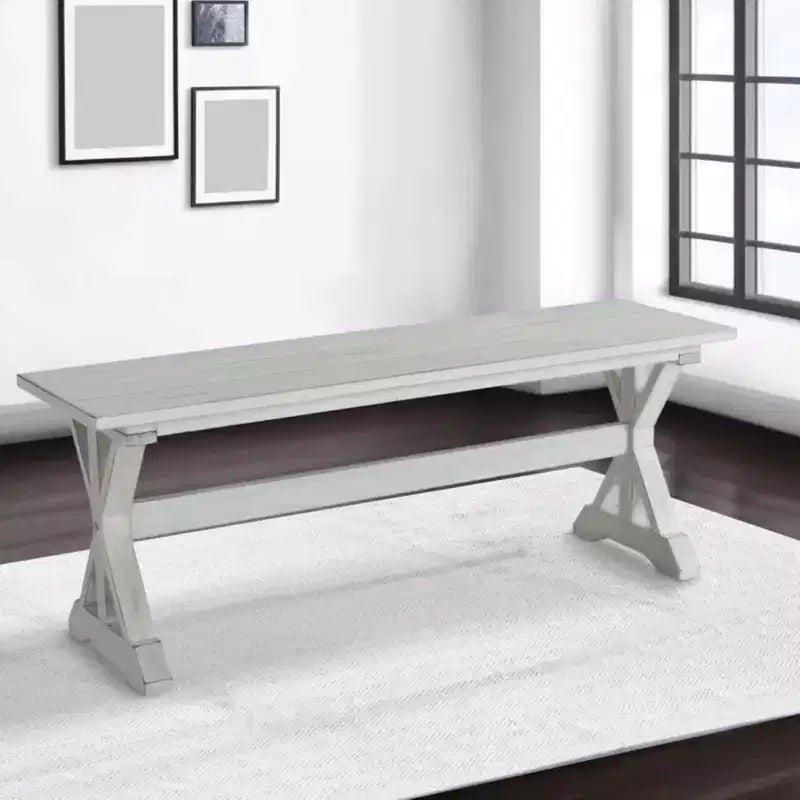 48" Jamestown Dining Bench White - Boraam: Solid Wood, Trestle Base, Seats 2