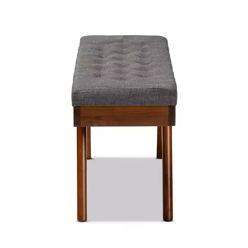 Baxton Studio Alona Medium Wood Dining Bench Gray - : Mid-Century Design, Tapered Legs, Polyester Upholstery, Entryway Seating
