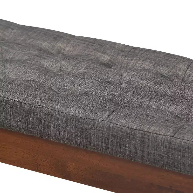 Baxton Studio Alona Medium Wood Dining Bench Gray - : Mid-Century Design, Tapered Legs, Polyester Upholstery, Entryway Seating