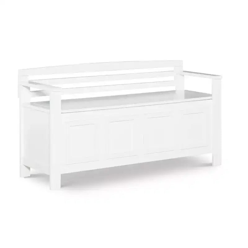 46" Laredo Solid Wood Storage Bench White - Linon: Entryway Flip Top, Ladderback Design