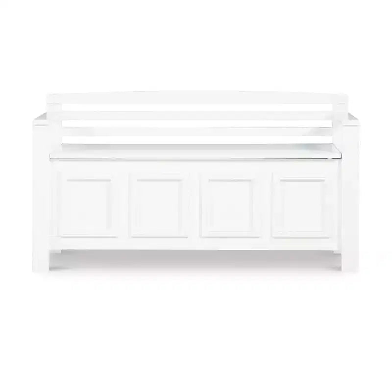 46" Laredo Solid Wood Storage Bench White - Linon: Entryway Flip Top, Ladderback Design