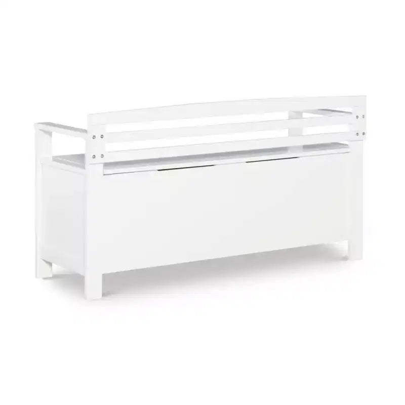 46" Laredo Solid Wood Storage Bench White - Linon: Entryway Flip Top, Ladderback Design
