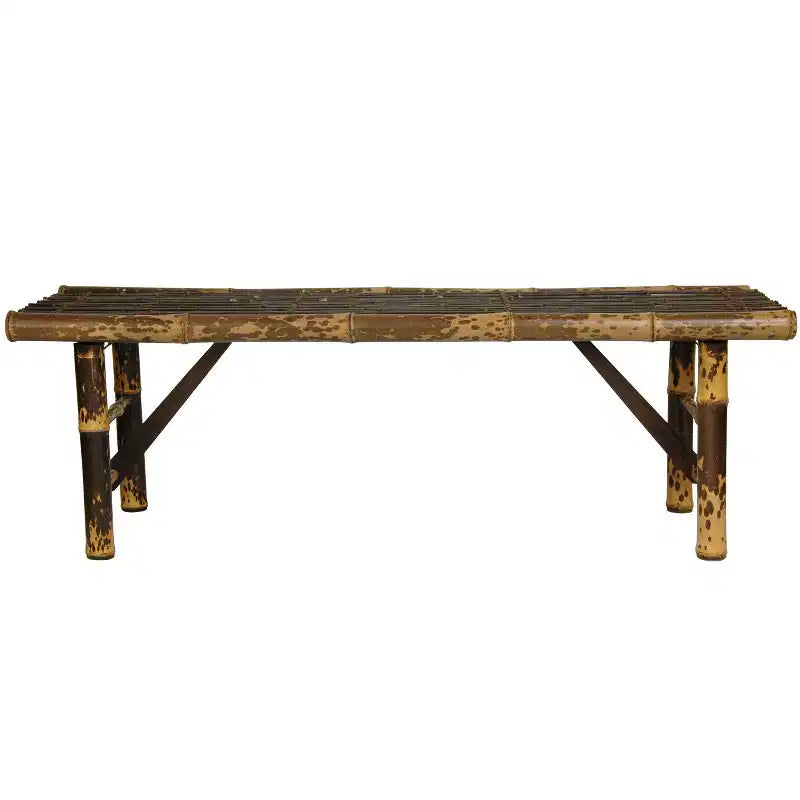 Japanese Bamboo Folding Bench Dark Bark - Oriental Furniture: Sustainable Eco-Friendly Design, Seats 2