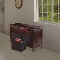 4pc Adriana Storage Bench Set with 3 Foldable Black Fabric Baskets Antique Walnut - Winsome: Entryway Cubby Organizer, Shoe Rack