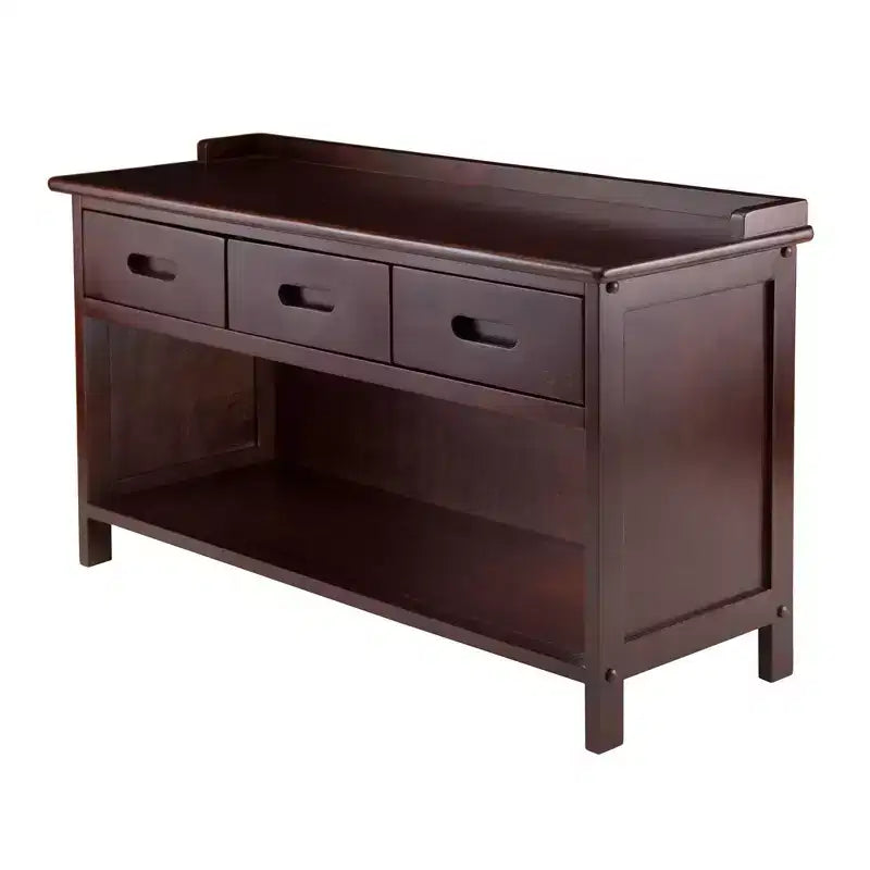 4pc Adriana Storage Bench Set with 3 Foldable Black Fabric Baskets Antique Walnut - Winsome: Entryway Cubby Organizer, Shoe Rack