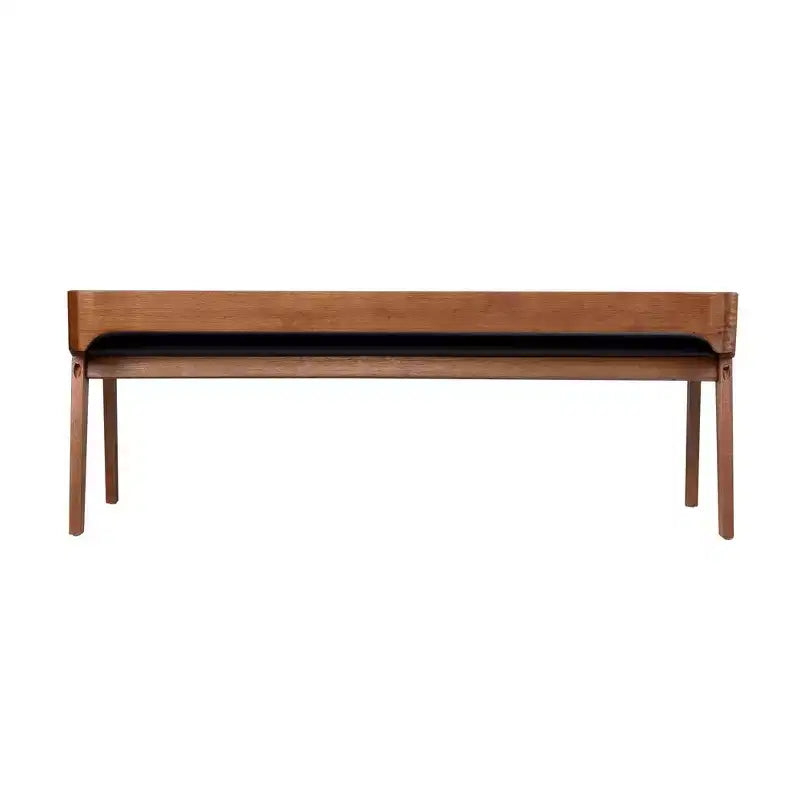 Banc de salle à manger Châtaigne de 60 pouces - Bois d'acacia, siège en similicuir, deux places