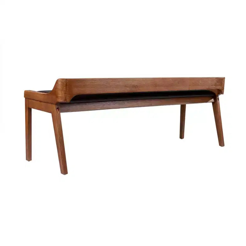 Banc de salle à manger Châtaigne de 60 pouces - Bois d'acacia, siège en similicuir, deux places