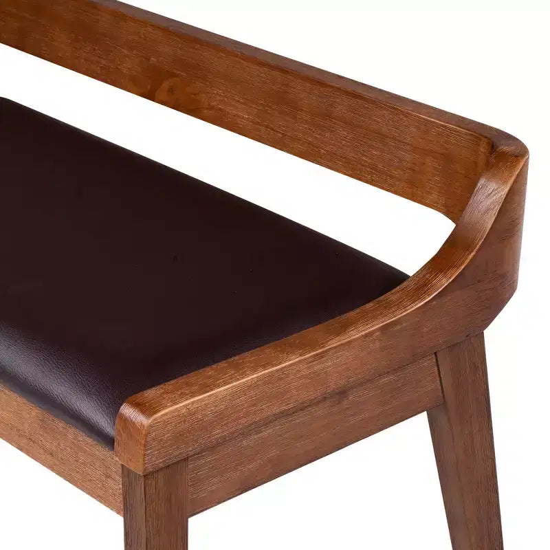 Banc de salle à manger Châtaigne de 60 pouces - Bois d'acacia, siège en similicuir, deux places